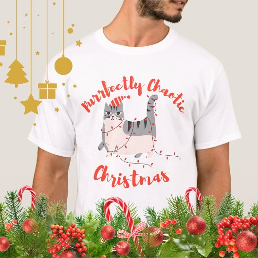 Purrfectly Chaotic Christmas Funny Holiday Cat  Tシャツ