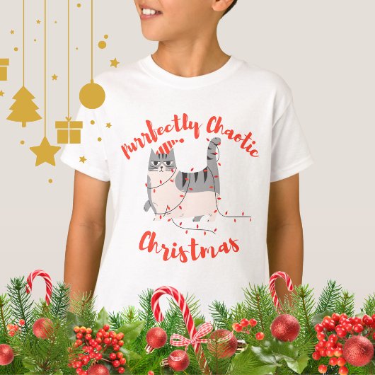Purrfectly Chaotic Christmas Funny Holiday Cat  Tシャツ