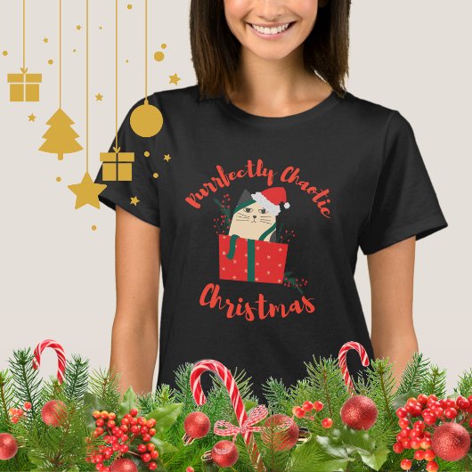 Purrfectly Chaotic Christmas Funny Holiday Cat  Tシャツ
