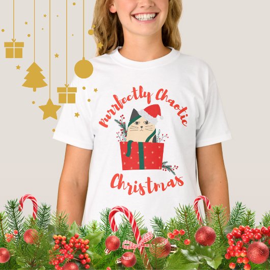Purrfectly Chaotic Christmas Funny Holiday Cat  Tシャツ