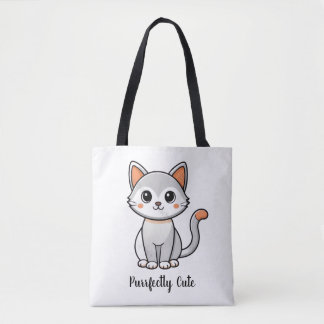 Purrfectly Cute Grey Kitten 再利用可能なエコバッグ | トートバッグ