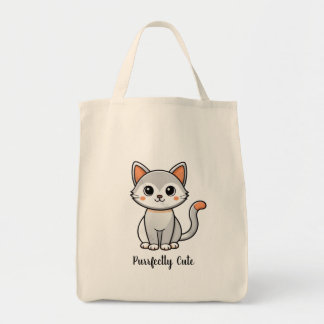Purrfectly Cute Grey Kitten 再利用可能なエコバッグ | トートバッグ