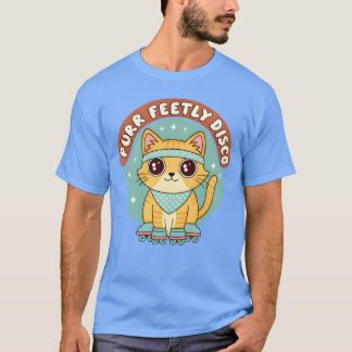 Purrfectly Disco Cat Roller Skates Retro 70s frien Tシャツ