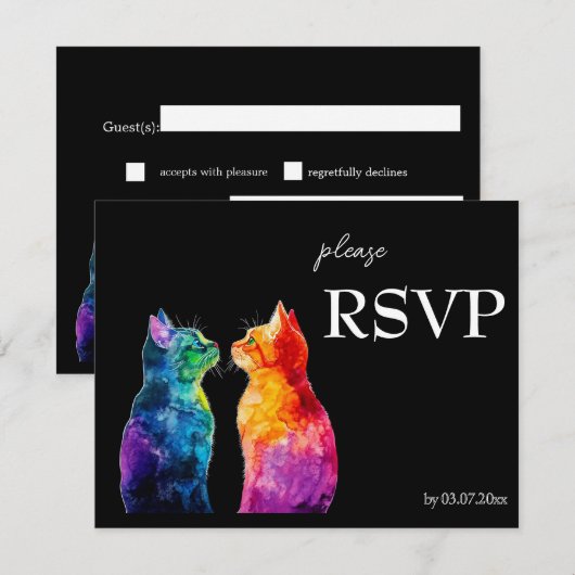 🌈  Purrfectly Yours: A Rainbow Love  budget 出欠カード (正面/裏面)