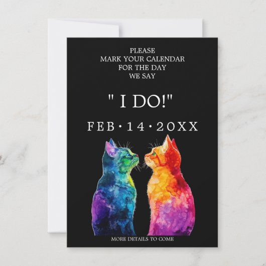 “Purrfectly Yours: A Rainbow Love Story RSVP Card  セーブザデート (正面)