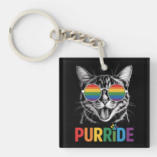 Purride猫 ゲイ レズビアン レインボー LGBTQ+ 味方 プライド キーホルダー