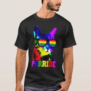 Purride 猫 ゲイ LGBT プライド グラス 猫 Tシャツ
