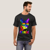 Purride 猫 ゲイ LGBT プライド グラス 猫 Tシャツ (正面フル)