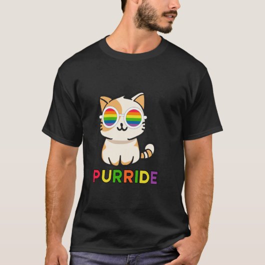 Purride、虹と猫Tシャツ Tシャツ (正面)