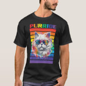 Purride Cat Ally Cat Pride Cat with Pride Flag Pri Tシャツ (正面)