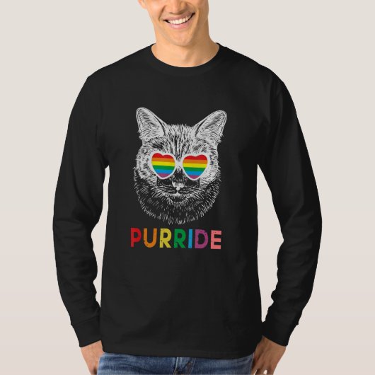 Purride Cat Dog Pet Gay Pride  Rainbow LGBTQ Tシャツ (正面)