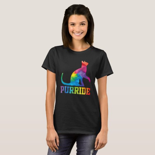 Purride Cat Pride Month Gay Rights Rainbow Cat Tシャツ (正面フル)
