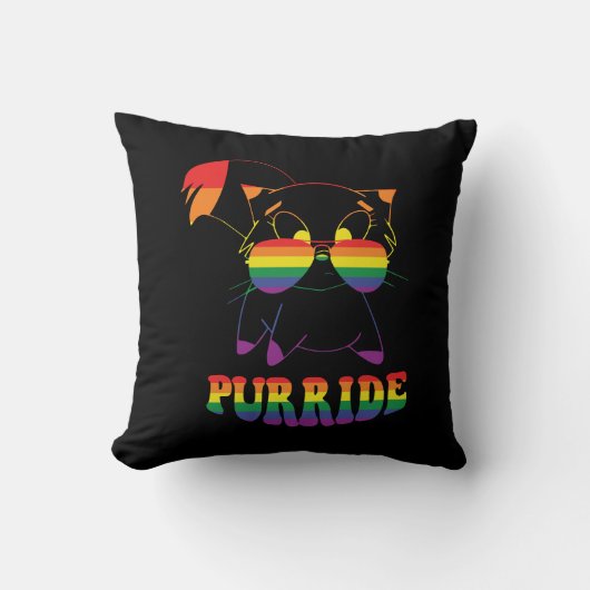 Purride | Cute Gay Cat | Lesbian | Rainbow クッション (正面)