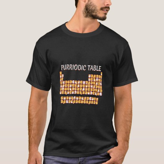Purriodicテーブルキュート猫PeriodicテーブルプンメンWo Tシャツ (正面)