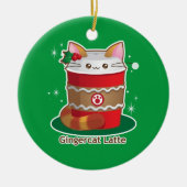 Purrista Pawfee: かわいい休日のショウガ猫のコーヒー セラミックオーナメント (正面)