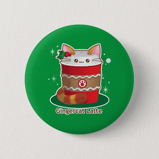 Purrista Pawfee: かわいい休日のショウガ猫のコーヒー 缶バッジ (正面)