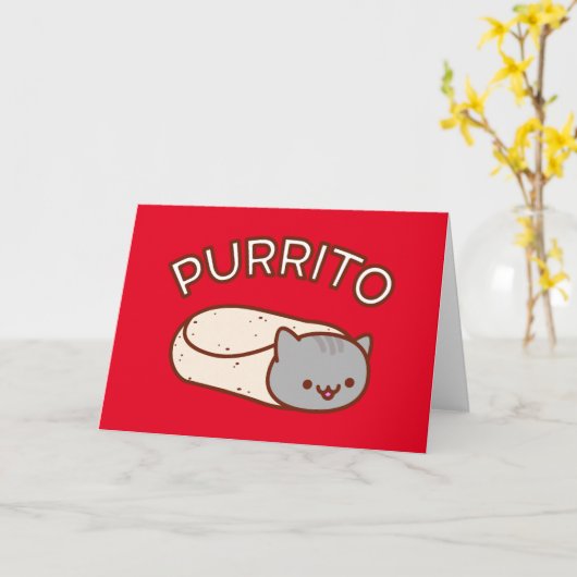 PURRITO Catグリーティングカード カード (黄色い花)