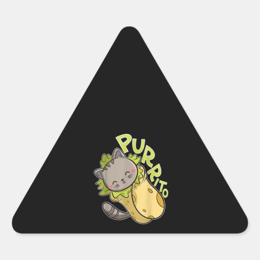Purrito Tキャットプおもしろいンブリトタコ 三角形シール (正面)