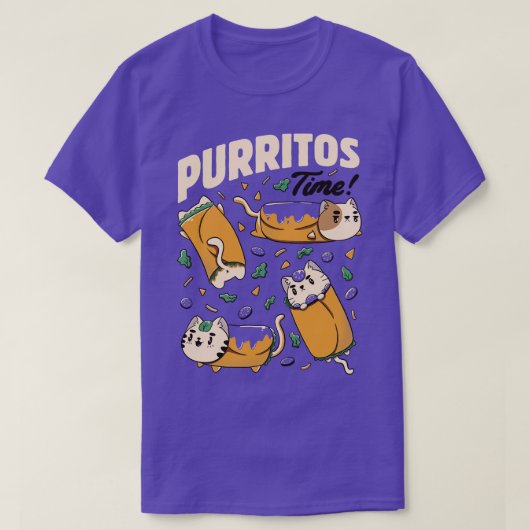 Purritos Time Burrito Catメキシコおもしろいンフードby To Tシャツ (デザイン正面)