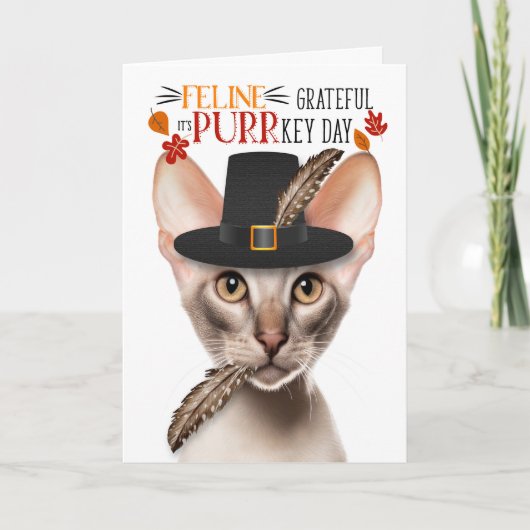 PURRkey Dayに感謝するオリエンタルショートヘア猫|過去記事 シーズンカード (正面)