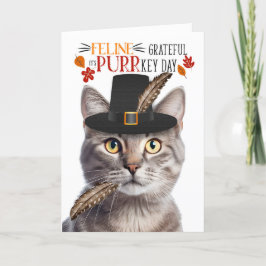 PURRkey dayに感謝するシルブリィ・タビー・ネコ シーズンカード