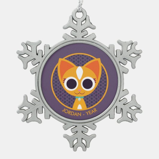 Purrl猫 スノーフレークピューターオーナメント (正面)