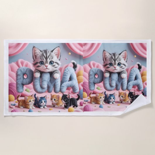 PURRMA かわいい子猫 ビーチタオル (正面)