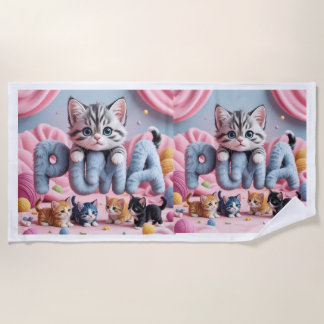 PURRMA Cute Kitten Beach Towel ビーチタオル