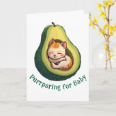 Purrparing for Baby Cute Avocado Cat Pregnancy カード (黄色い花)
