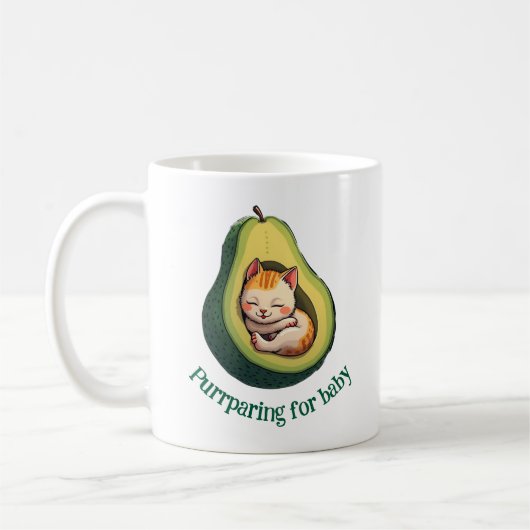 Purrparing for Baby Cute Avocado Cat Pregnancy Mug コーヒーマグカップ (左)