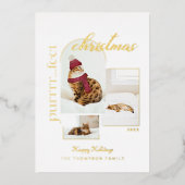 Purrrr..fectクリスマスおもしろい&居心地の良い猫3枚の写真 箔シーズンカード (正面)