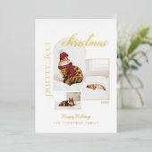 Purrrr..fectクリスマスおもしろい&居心地の良い猫3枚の写真 箔シーズンカード (立ち正面)