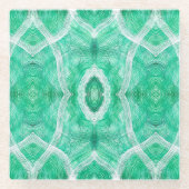 Push Abstract Light Green Watercolor Art ガラスコースター (正面)