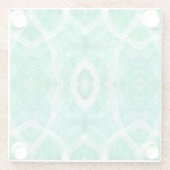 Push Abstract Light Green White Watercolor Art ガラスコースター (裏面)