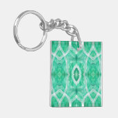 Push Abstract Light Green White Watercolor Art キーホルダー (正面左)