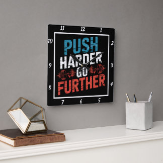 Push Hardgoさらにトレーニング スクエア壁時計