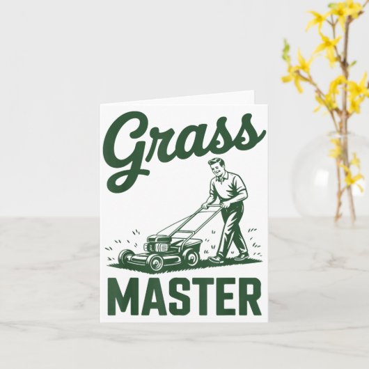 Push Lawn Mower Legend Gr Master Dad Funny Mowing  カード (黄色い花)