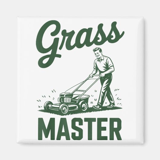 Push Lawn Mower Legend Gr Master Dad Funny Mowing マグネット (正面)