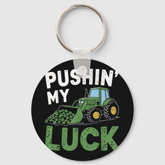 Push My Luck Tractor おもしろい St Patrick Day Toddl キーホルダー (正面)