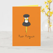 Push Pinguin Pengin Greeting Card(プッシュパンギンペンギおもしろい カード (黄色い花)