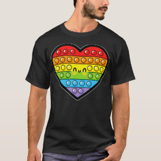 Push Pop Fidget Toy Heart Bubble Sensory Funny Kaw Tシャツ