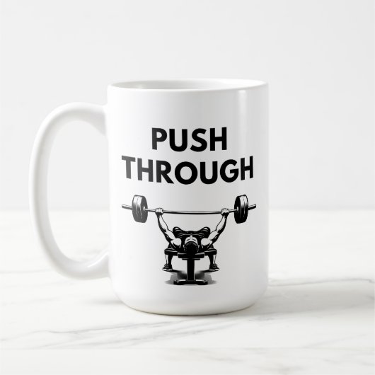 PUSH THROUGH Mug Gym Motivation コーヒーマグカップ (左)