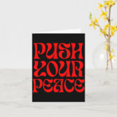 Push Your Peace Sritual Funny Cool Retro Outfit  カード (黄色い花)