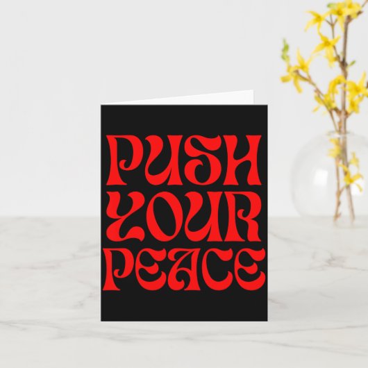 Push Your Peace Sritual Funny Cool Retro Outfit  カード (黄色い花)