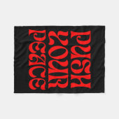 Push Your Peace Sritual Funny Cool Retro Outfit  フリースブランケット (正面(横))