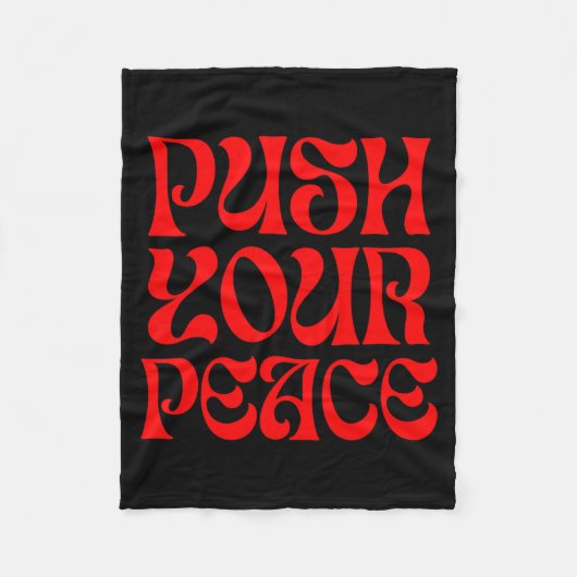 Push Your Peace Sritual Funny Cool Retro Outfit  フリースブランケット (正面)