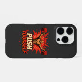 Push Yourself | Motivational Fitness and Gym iPhoneケース (裏面横)