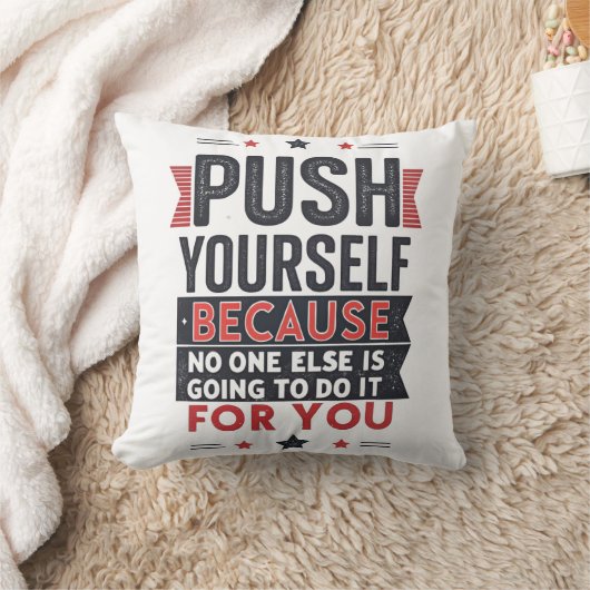 Push Yourself Motivational Quote クッション (ブランケット)