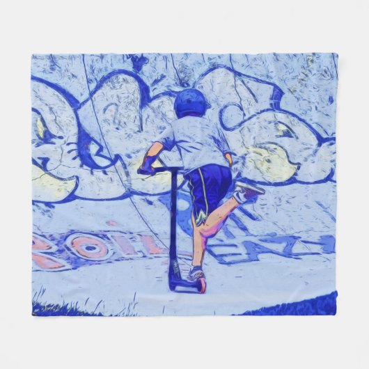 Pushin' It – スタントスクーターのライダー フリースブランケット (正面(横))