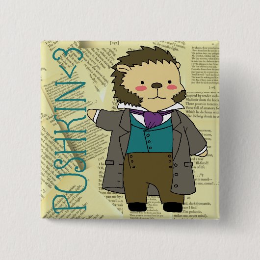 Pushkinの正方形ボタン 缶バッジ (正面)